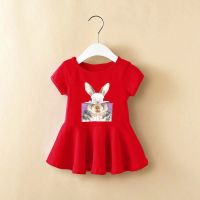 2023 New Summer Kids Dresses Bunny Pattern Girls Dress  by Hs2023