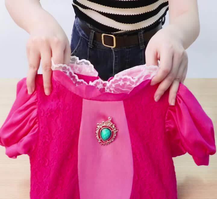 New Princess Peach Dress for Kid Girl Fansy Clothes Dress Up Birthday ...