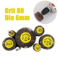 ↂ№ Dia 80 10Pcs 6mm Dremel Accessories Rotary Tool Grinding Buffing Sandpaper Flap Wheel Head with Mandrel for Rotary Mini Drill