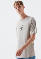 Mavi Men Scorpion พิมพ์ Tee เสื้อยืด Oversize แขนสั้น Crew คอ Beige Casual แฟชั่น Streetwear 066066-28422