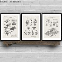 【hot】❒  poster decorations Canvas Painting Legos Blocks Patent Print Blueprint Picture Wall Posters Kids Room