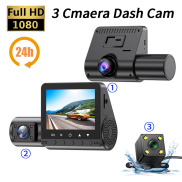 EKLEVA FHD 1080P Dash Cam 3-Lens Car DVR 24H Parking Monitoring Video