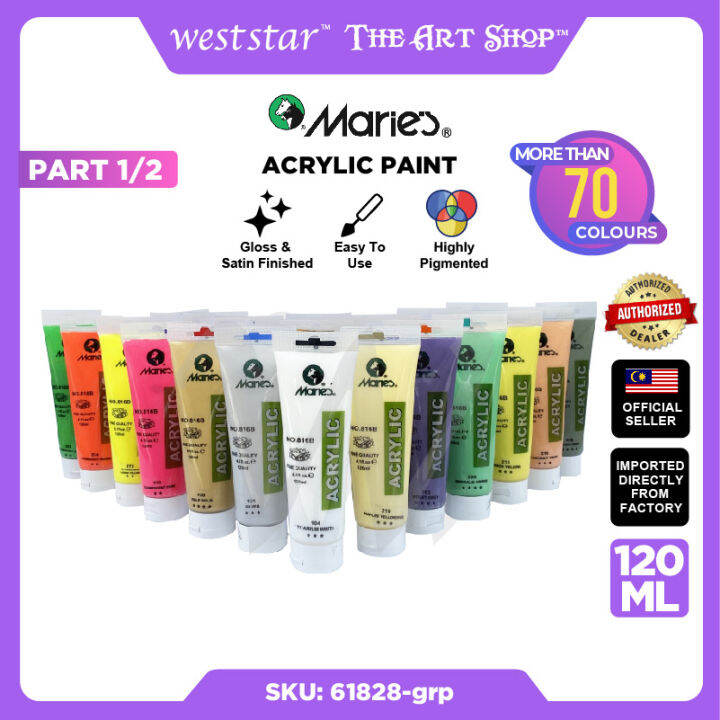 [Weststar] (1/2) MARIES Acrylic Paint 120ml Acrylic Colour For Art