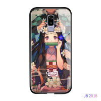 UCUCเคสมือถือ เคสโทรศัพท์ เคสSamsung J8 2018ปลอกกันกระแทกAnime Demon Slayerเคสโทรศัพท์Glossyกระจกเทมเปอร์ปลอก