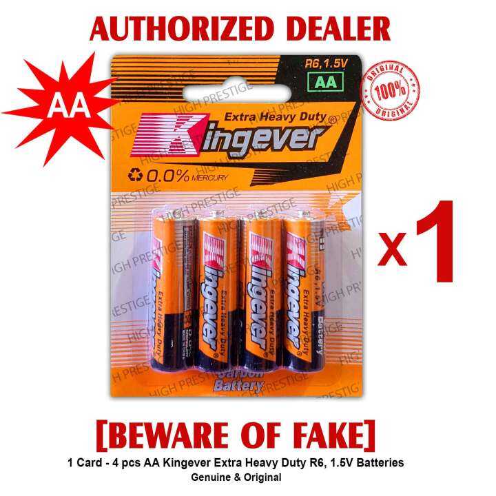 King Ever Battery Batteries AA Double A 4 pcs AA Batteries per Card