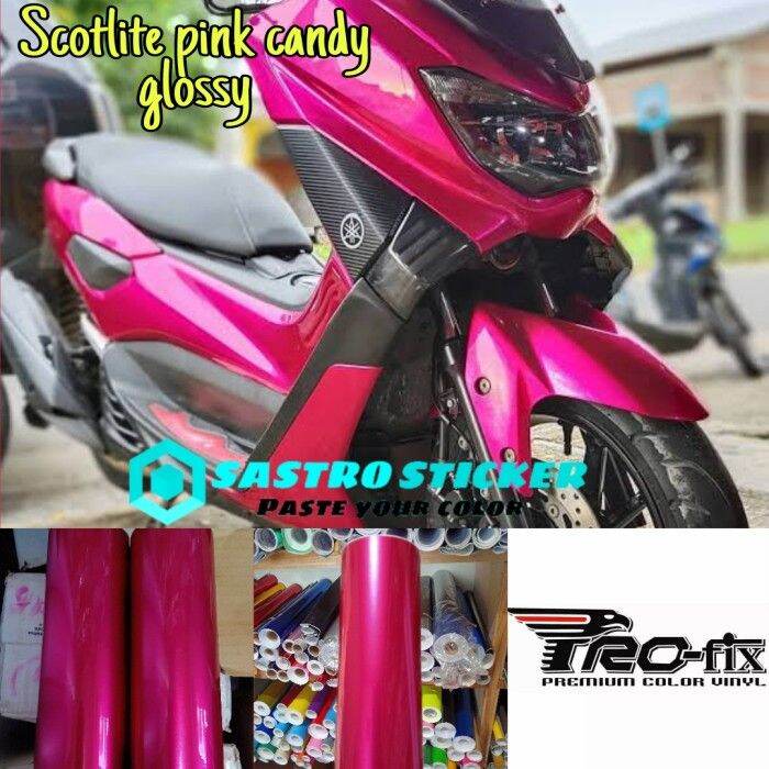 Sticker Skotlet Motor Metalik Pink Candy Glossy Motor Roll Murah Full