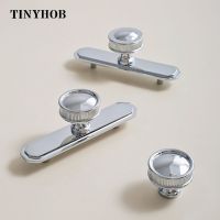 Bright Chrome Brass with Plate Drawer Knobs Furniture Handles Cupboard Drawer Pull Kitchen Cabinet Door Wardrobe Handle Hardware