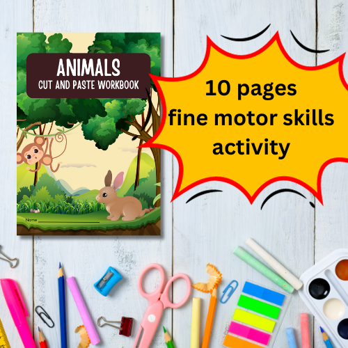 Cut and Paste Workbook with animal theme for Ages 3-6 and Special Needs ...
