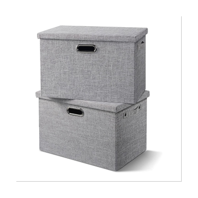 Large Fabric Storage Bins with Lids - Thick Foldable Closet Storage Bins for Clothes Decorative Storage Bins Linen