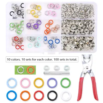 50 Sets Snaps Buttons for Sewing Setting Tool Hand Pliers Buttons Mixed  Colors Snaps Plastic Snaps