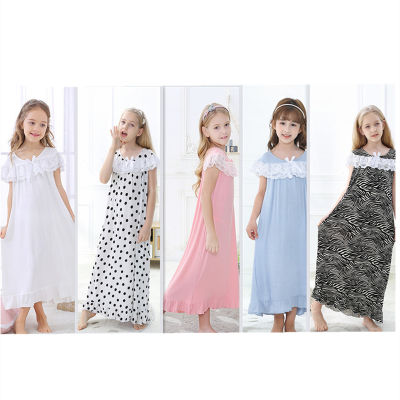 Toddler Little Girls Modal Cotton Nightgowns Princess Sleep Dress Short Sleeve Embroidery Pajamas Summer Vintage Gown