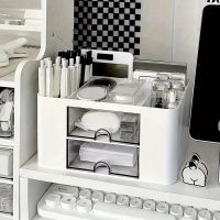 【DT】hot！ Desktop Stationery Storage Box Multifunction With Drawer Makeup Organizer Brush Pen Holder For Home