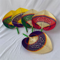 Event Fan Decoration Eco-friendly Bamboo Fan Peach-shaped Bamboo Fan Summer Cool Air Fan Rainbow Hand-made Fan