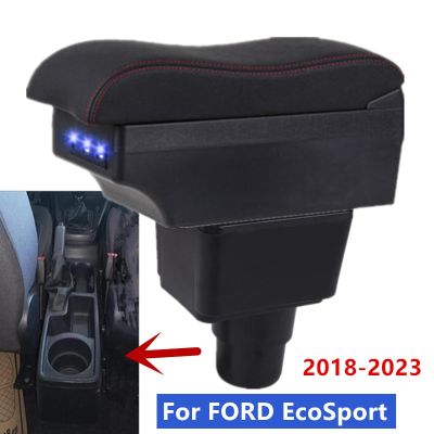 สำหรับที่วางแขน FORD Ecosport สำหรับ FORD Ecosport 2018-2023ที่เท้าแขนในรถที่วางแขนกล่องเก็บของตรงกลางติดตั้งเพิ่มเติมพร้อมอุปกรณ์เสริมรถยนต์ USB