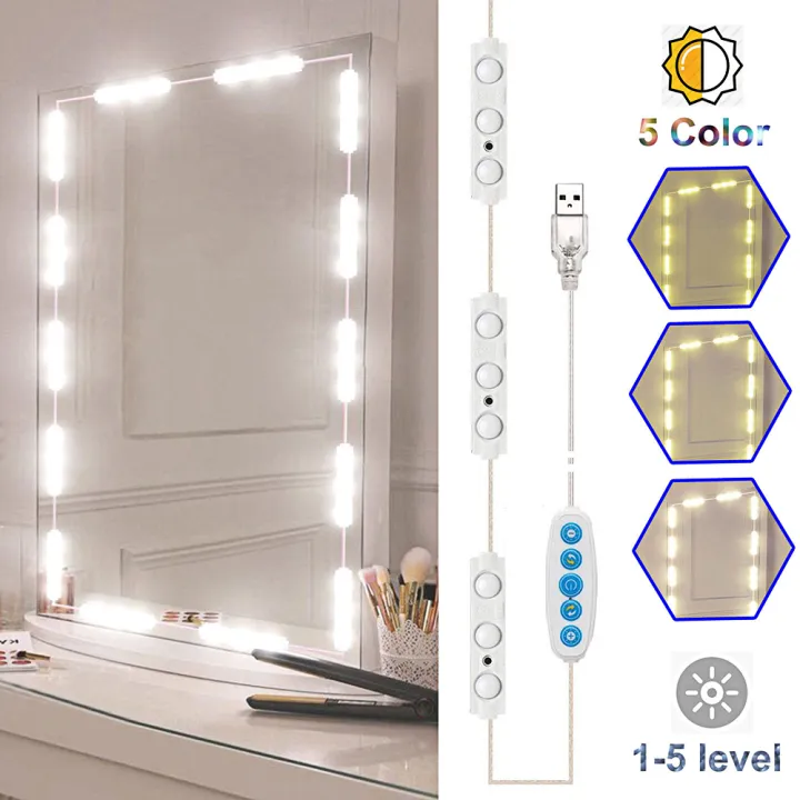 Topab 10w Led Vanity Mirror Lights Usb Kit Make Up Light Dressing Table Lamp Strip With 5 Color Temperature Luminance Modes Lazada Singapore Topab 10w Led Vanity Mirror Lights Usb, How To Put Up Vanity Mirror Lights