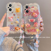 Phone Case เคส OPPO Reno8 Z Reno7 Z Reno8 4G Reno7 4G Reno8Pro Reno5 Reno4 4G 5G น่ารักสีตุ๊กตาภาพสามมิติเคสลายการ์ตูนพร้อมสร้อยข้อมือดอกไม้กันกระแทกกรอบซิลิโคนนิ่ม2023