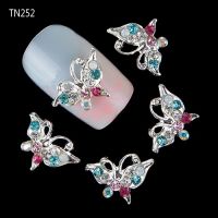 AWEI1 10 Pcs 3D Butterfly Shiny Rhinestone DIYเล็บแต่งเล็บแบบมีโลหะผสมเคล็ดลับตกแต่ง