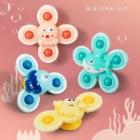 Suction cup Fidget finger tip gyroscope Marine Animal 4-Piece children Bathroom Shower Cartoon Puzzle Decompression Toy