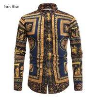 ✅เสื้อเชิ้ตสตรีแขนยาวสุดหรูสำหรับฤดูใบไม้ผลิขนาด2023 XXL เสื้อเชิ้ตผู้ชายสำหรับงานเลี้ยงแบบบาโรกสีดำทองสินค้าตามสั่ง