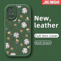 JIUMOO เคสสำหรับ Xiaomi Redmi 10 Prime Redmi 10C แฟชั่นเคสโทรศัพท์ลายดีไซน์ใหม่บางกระต่ายดอกไม้นุ่มหนังฝาปิดด้านหลังเลนส์เต็มรูปแบบเคสป้องกันกล้องเคสกันกระแทก