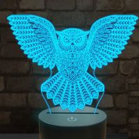 3D Owl Night Light Led Touch Switch Decor Table Desk Optical Illusion Lamps 7 Color Changing Lights Christmas Birthday Children Ceiling Lights