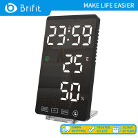 Brifit LED หน้าจอสัมผัสนาฬิกาปลุกดิจิตอล นาฬิกาแขวนนาฬิกาอิเล็กทรอนิกส์พร้อมโหมดเลื่อนซ้ำ รูปแบบ 12H/24H แสดงอุณหภูมิ ℃/℉ ปรับความสว่าง 3 ระดับ เหมาะสำหรับบ้าน ห้องนอน สำนักงาน