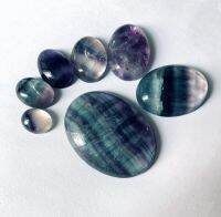 4ชิ้น/ล็อตรุ้ง Fluorite ลูกปัด Cabochon 10X12Mm 12X16Mm 15X20Mm 30x4 0Mm หินพลอยทรงกลม Cabochon Face