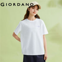 GIORDANO Women T-Shirts Letter Embroidery Crocodile Print Tee Short Sleeve Crewneck 100% Cotton Summer Casual Tshirts 05393389