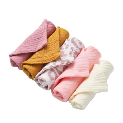 OMG* 5 Pcs Baby Cotton Square Towel Infant Hand Face Washcloth Handkerchief Muslin Cloth Feeding Bib Burp Cloth Saliva Towel for Newborn Infants Shower Gifts