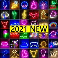 2021 New LED Neon Night Light Sign Wall Art Sign Night Lamp Xmas Birthday Gift Wedding Party Wall Hanging Neon Lamp Home Decor Night Lights