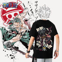 [มีสินค้า]One Piece - สถานะการต่อสู้รูปแบบที่สี่ของลูฟี่เสื้อยืดผ้าฝ้ายพิมพ์ลายการ์ตูนสำหรับผู้ชายและผู้หญิง