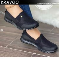 KRAVOO Mesh Shoes for Women Platform Sneakers Woman Slip-on Womens Sports Shoes Breathable Nude Shoes Sports Shoes 2023 New