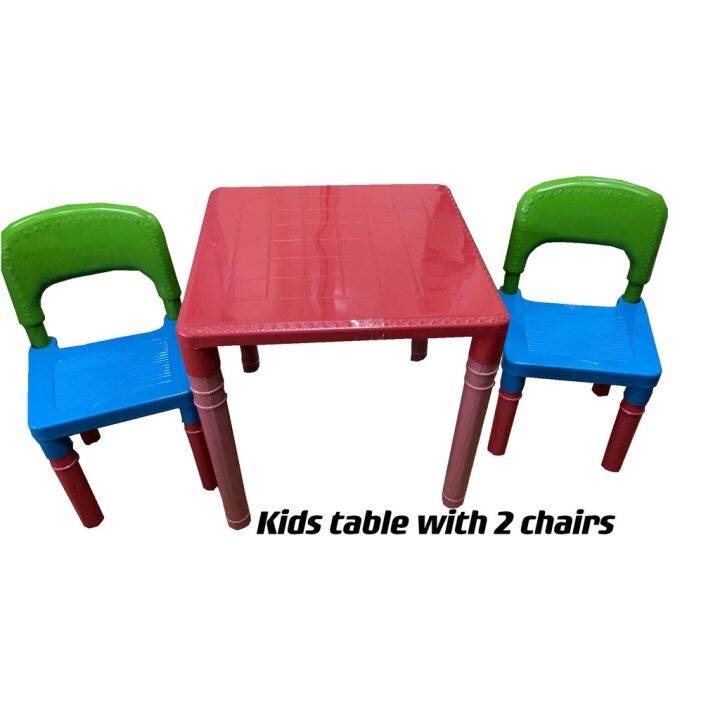 New Kids study table w/chair 2in1 plastic play table set Lazada PH