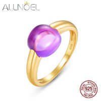 ALLNOEL Solid 925 Sterling Silver Womens Ring Sweety Candy Synthetic Amethyst Citrine Green Amethyst Blue Crystal New Gift