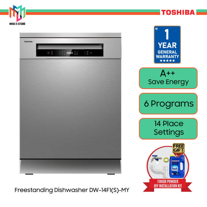Toshiba DW14F1 Free Standing Dishwasher UVLED AntiBacterial Dual