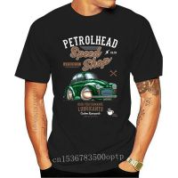 T-shirt กระหน่ํา เสื้อยืดลําลอง แขนสั้น พิมพ์ลาย Petrolhead Speed Shop สีดํา สไตล์อังกฤษ เรโทร สําหรับผู้ชาย AInbij53LL  5ALM