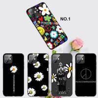 Casing หรับ iPhone 14 13 11 Pro Max 11 Mini 8+ 8 Plus EL92 Peaceminusone LOGO Pattern Phone เคสโทรศัพท์ อ่อนนุ่ม TPU Shockproof Black ปก