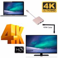 ตัวแยก ESH63 3-In-1ชนิด C เพื่อหัวแปลงสัญญาณ HDMI ตัวแปลงฮับ3 In 1 Type C To HDMI-เข้ากันได้ติดตั้งได้ง่าย4K สำหรับแล็ปท็อป/ทีวี/จอแสดงผล