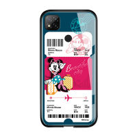 UCUC เคสโทรศัพท์เคสสำหรับ Xiaomi Redmi 9C กรณีสำหรับหญิงสาวการ์ตูนสร้างสรรค์เที่ยวบินตั๋ว Minnie Mouse โดนัลด์เดซี่เป็ด Glossy กระจกเทมเปอร์ฝาหลังปลอก