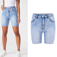 2021High Waist Slim Jeans Shorts Bermuda Woman Tassel Tight Five Pockets Plus Size Blue Washed Stretch Skinny Denim Biker Shorts