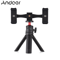 Andoer Multifunctional สมาร์ทโฟนวิดีโอชุดรวม Universal ขาตั้งกล้องโทรศัพท์พร้อมโทรศัพท์คู่ผู้ถือเย็น4ตัวประกับติด + ขาตั้งกล้องสำหรับ Vlog ที่ถ่ายทอดสด Oline วิดีโอการประชุมการสอน