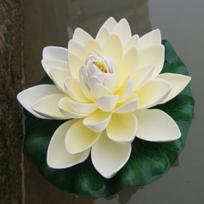 18cm Artificial Water Lily Floating Lotus Flower Pond Aquarium Decor Multicolor  Lifelike Water Lily Landscape Decor Spine Supporters
