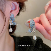 Silver Needle Inlaid Crystal Butterfly Water Drops Pearl Earrings Korean Temperament High Sense Earrings Fashion Earrings Wholesale Female ZH7Z ZH7Z 7IKJ 7IKJ