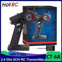 CT-6A HOTRC 2.4GHz 6CH 6ช่องวิทยุควบคุมมือเดียวรีโมตควบคุมตัวส่งสัญญาณระยะทาง300เมตรด้วย F-06A ตัวรับสัญญาณสำหรับอาร์ซีรถยนต์เรือเครื่องบินชิ้นส่วนโดรนของเล่น