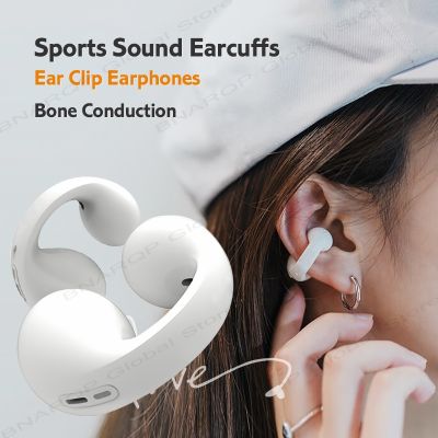 （Orange home earphone cover）ต่างหูบลูทูธ5.3นำเสียงผ่านกระดูกหูฟังไร้สายเฮดเซ็ตกันน้ำตะขอเกี่ยวหูหูฟังสำหรับเล่นกีฬา TWS พร้อมไมโครโฟน