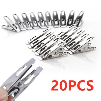 20Pcs Stainless Steel Clothes Pegs Washing Clips Household Clothing Sealing Clip Windproof Clips Hang Pins Metal Clips Clamps Clothes Hangers Pegs