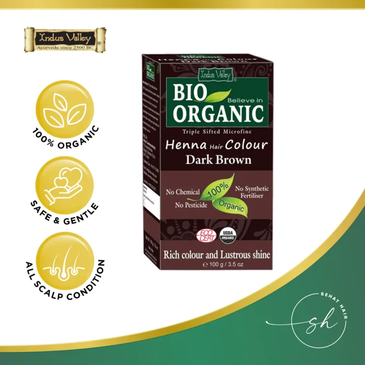 HALAL] INDUS VALLEY Bio Organic Henna Hair Colour - Organic, Allergy  Friendly, Pesticide-Free, No Fertilizer, No Chemicals, Combination of Henna  & Colourless Henna & Indigo (Soft Black/Dark Brown) | Lazada