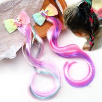 Colorful Gradient Costume Weaving Hair Pin Clip Korean Kawaii Unicorn Bows Wig Braids Hairpins for Children Girls Accessories