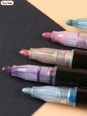 ปากกามาร์กเกอร์เขียนโครงร่างโลหะ12/24สีสำหรับทำ Doodling และทำบัตร