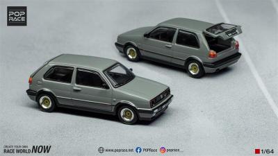 POPRACE Miniatur Mobil Die-Cast, Koleksi โมเดล Mobil Die-Cast 1:64 GTI กอล์ฟ MK2 Abu-Abu/WRC 1986